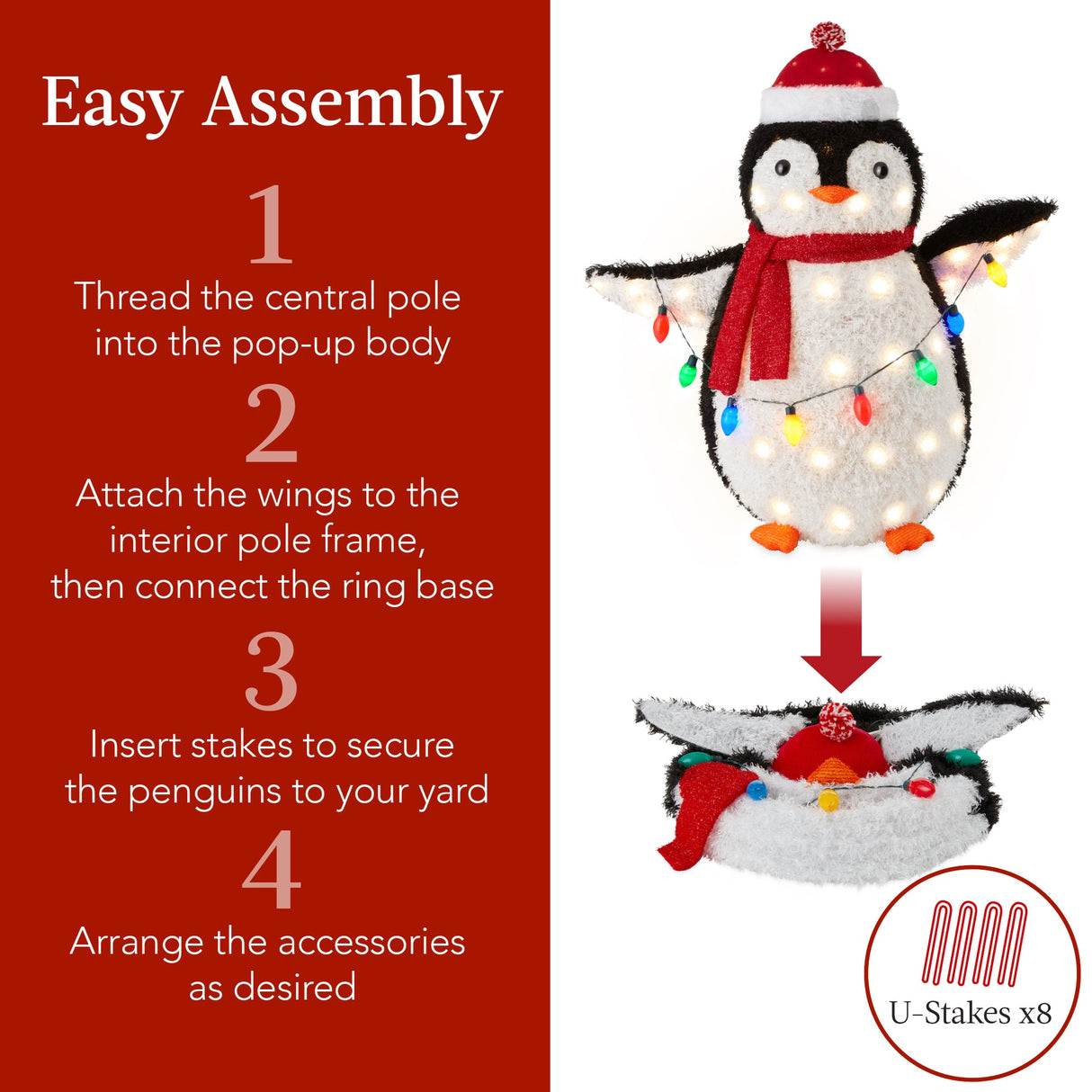 2-Piece Lighted Pop-Up Penguin Family Christmas Decoration with 150 LED Lights