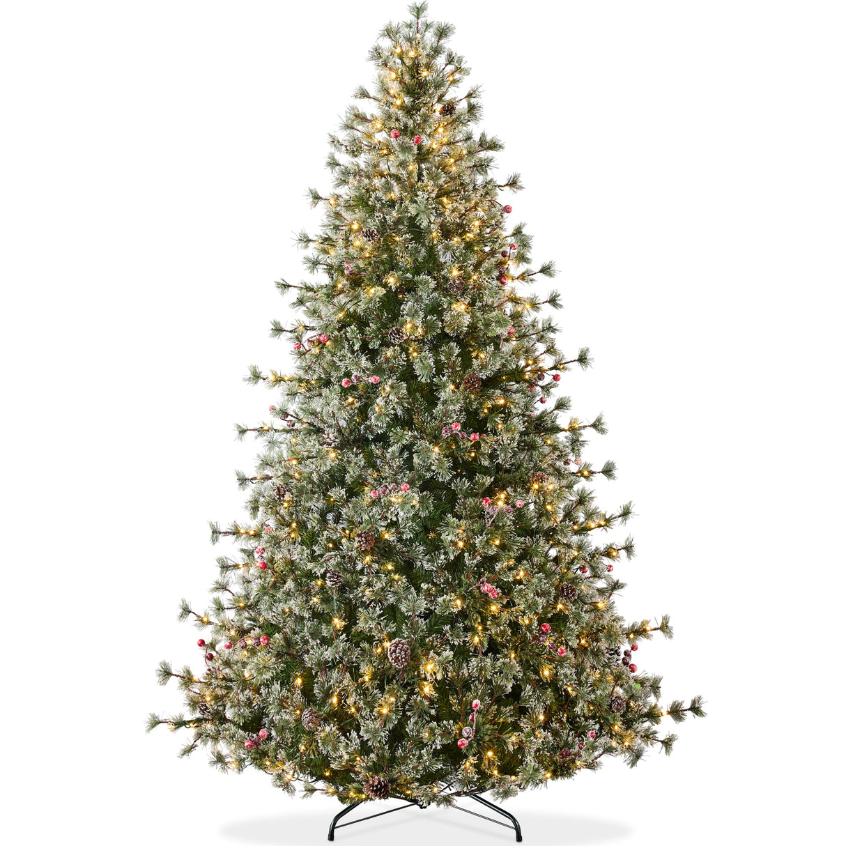 Pre Lit Semi Flocked Cashmere Christmas Tree with LED Lights