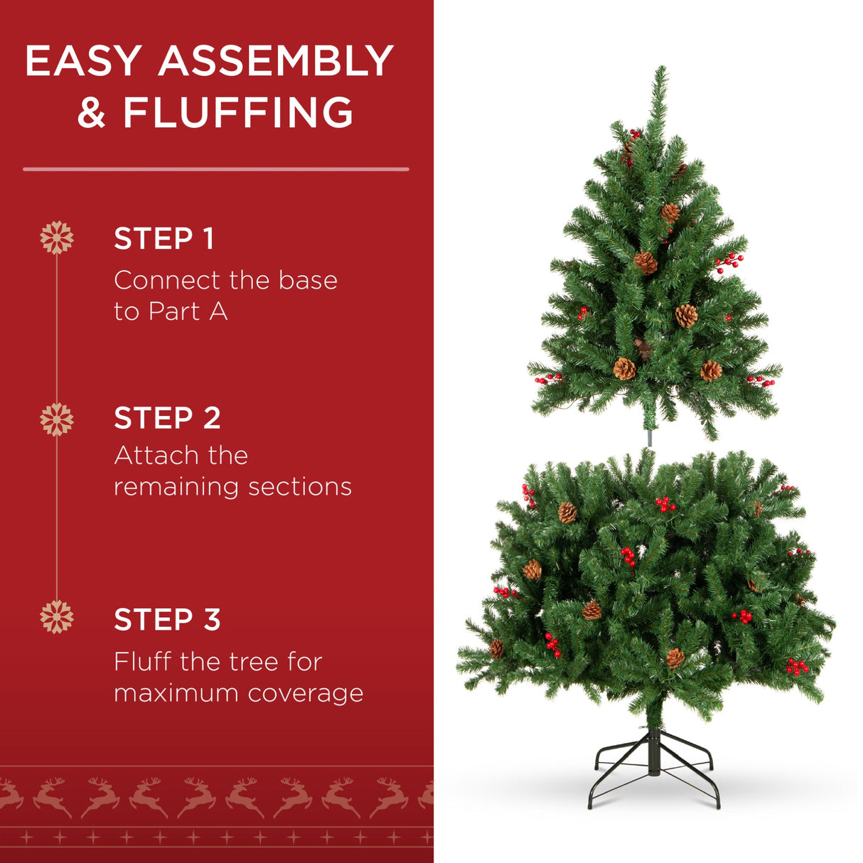 Pre Lit Pre Decorated Spruce Christmas Tree with Pine Cones
