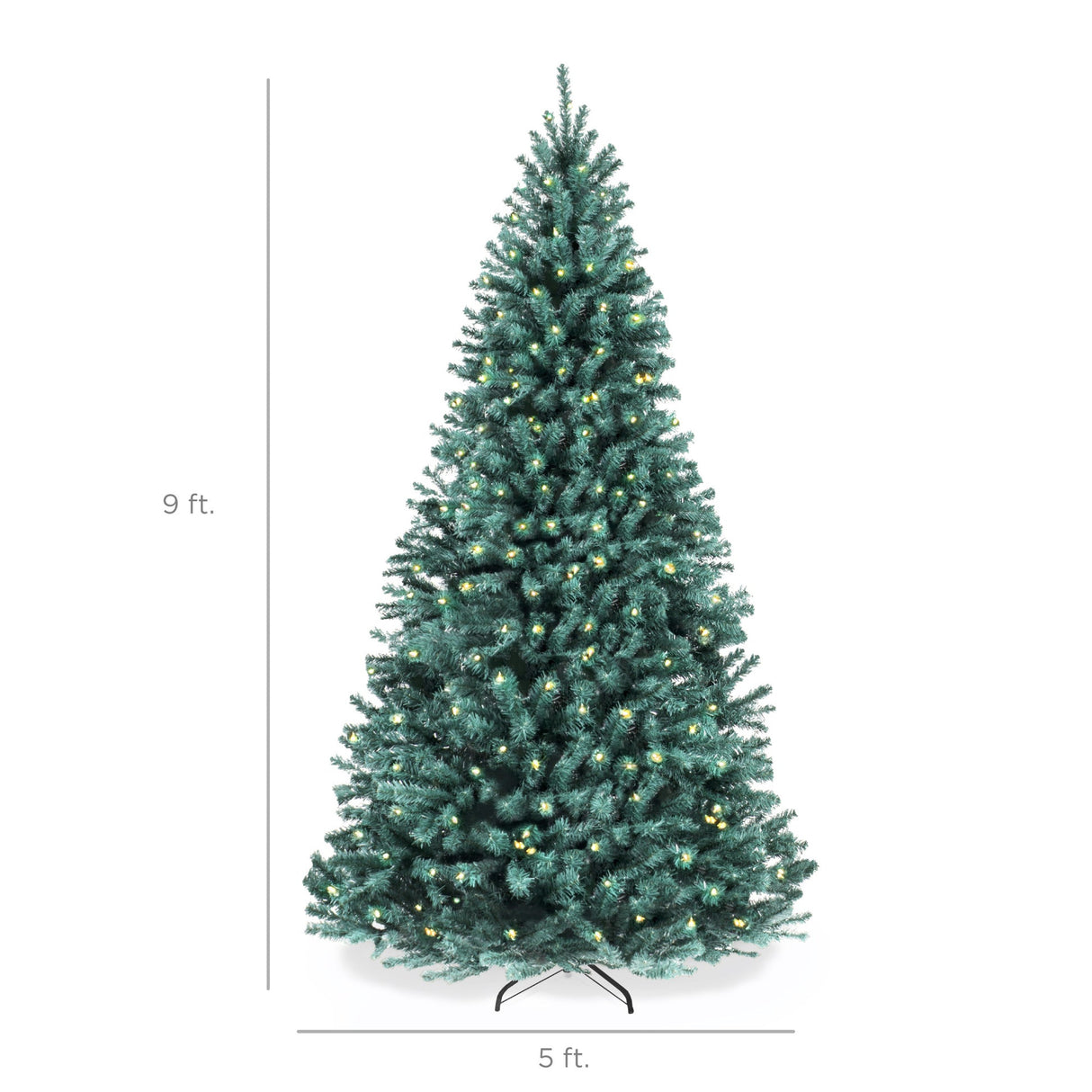 Pre Lit Blue Spruce Christmas Tree with Foldable Base