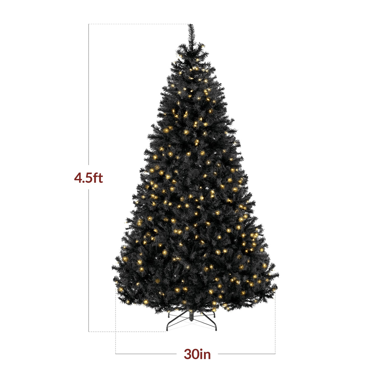 Pre Lit Artificial Black Christmas Tree with Incandescent Lights