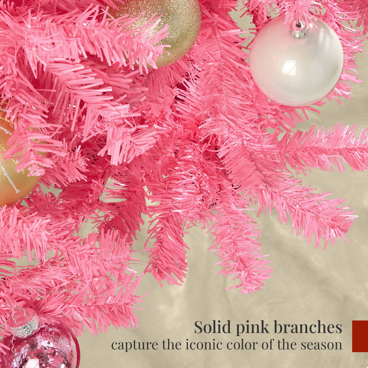 Unlit Artificial Pine Christmas Tree with Quick Fluffing Design product image showing its overall design and key.