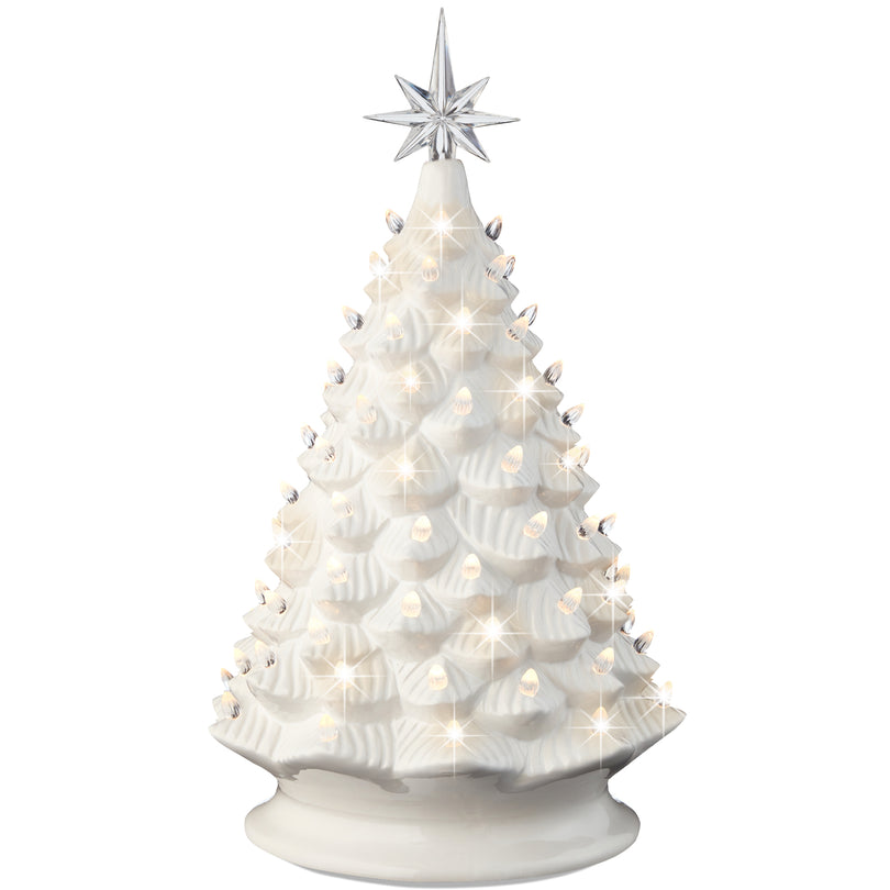 Large Pre Lit Ceramic Christmas Tree with LED Lights 18in
