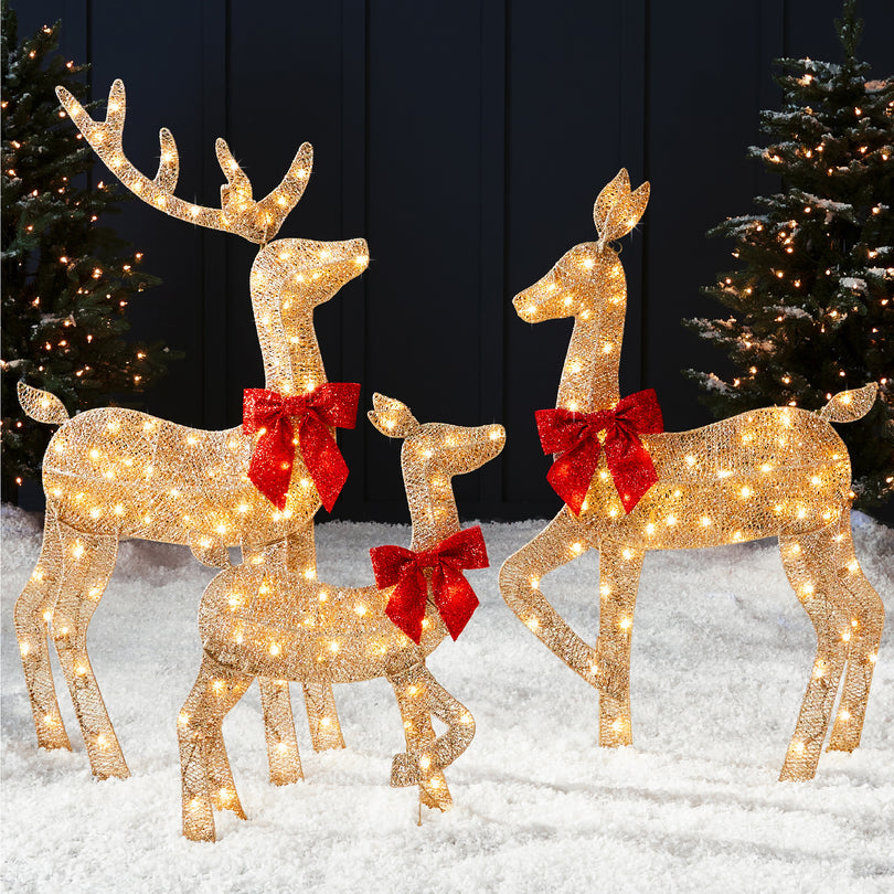 3-Piece Lighted Christmas Deer Family Outdoor Decoration with 175 LED Lights