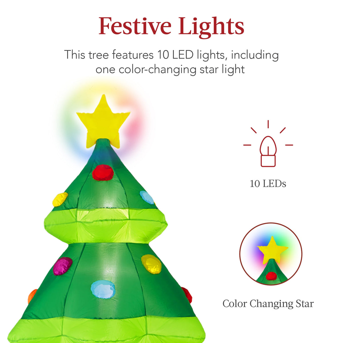 RADYAN inflatable Christmas tree outdoor blow-up decoration lit with LED lights for yard display