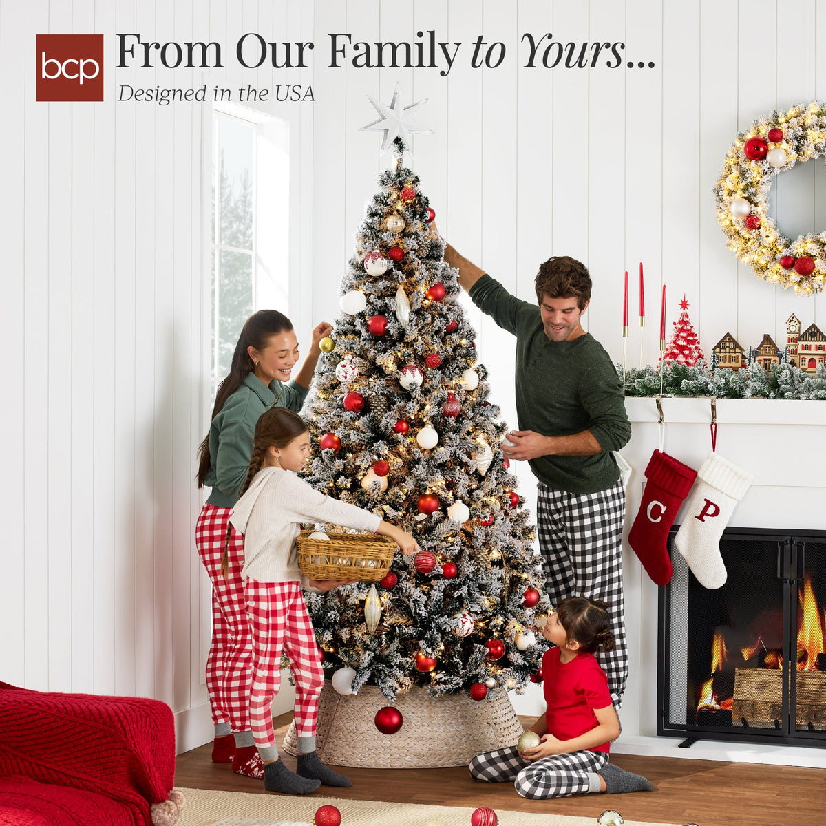 Pre-Lit Flocked Christmas Tree with Full Branch Structure and Lights product image
