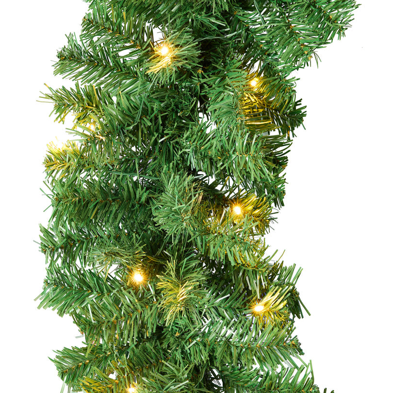 9Ft Pre-Lit Christmas Garland with 2-in-1 LED Lights
