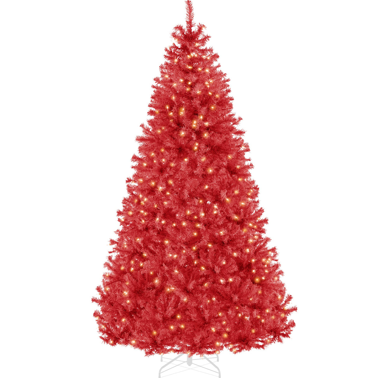 Pre Lit Red Artificial Christmas Tree with Incandescent Lights