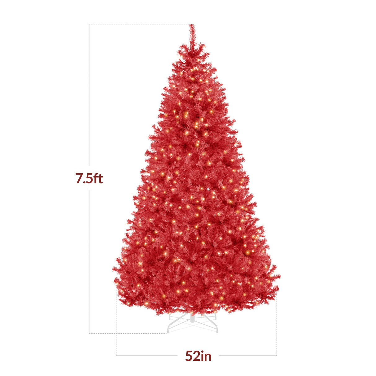 Pre Lit Red Artificial Christmas Tree with Incandescent Lights