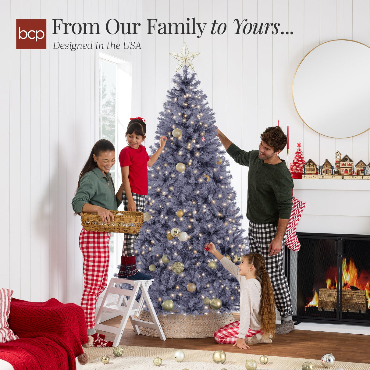 Pre Lit Charcoal Artificial Christmas Tree with Incandescent Lights