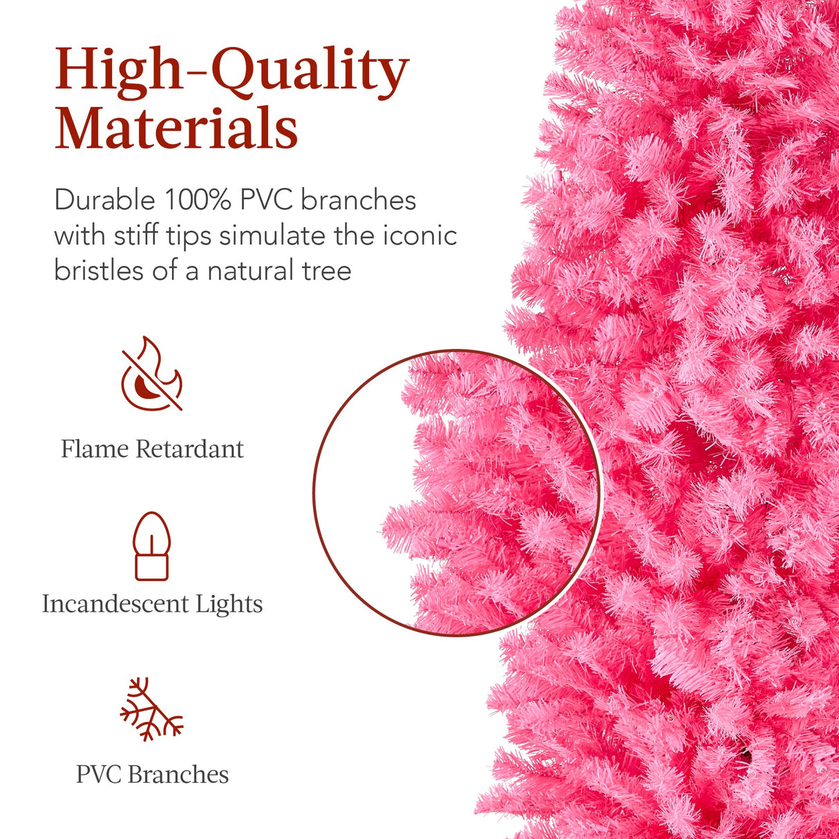 Pre Lit Pink Pencil Christmas Tree with Warm White Lights