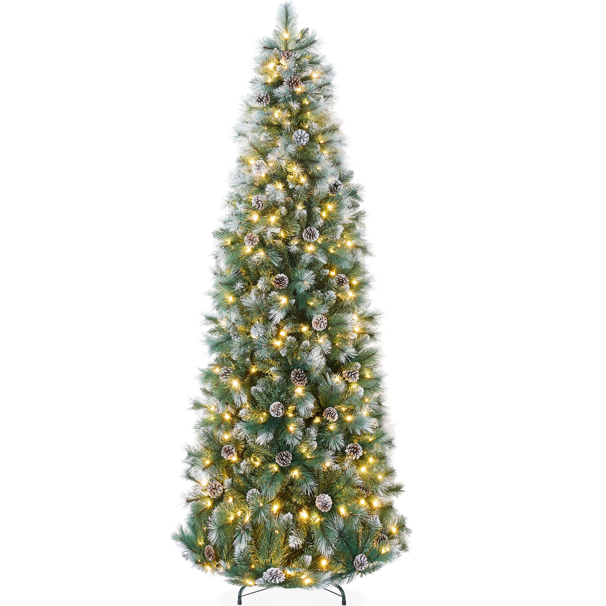 Pre-Lit Frosted Scotch Pine Pencil Christmas Tree with Metal Stand product image