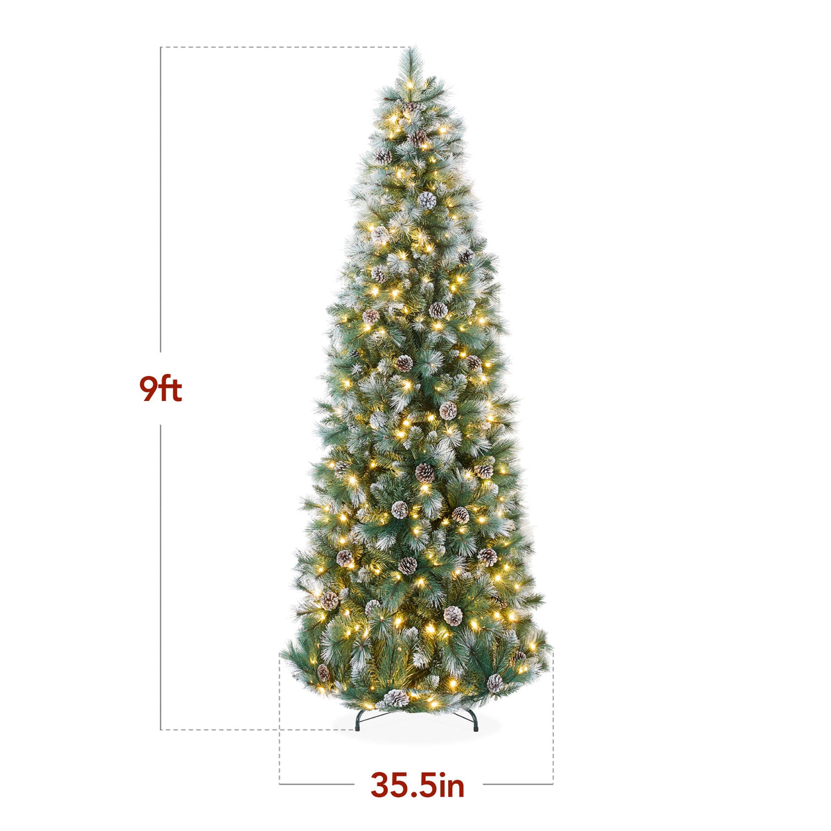 Pre-Lit Frosted Scotch Pine Pencil Christmas Tree with Metal Stand product image