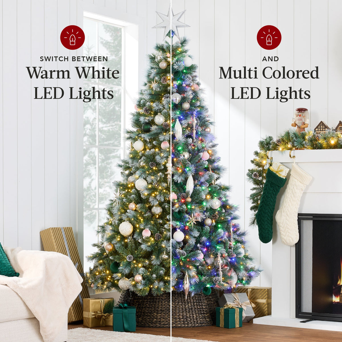 Pre-Lit Frosted Scotch Pine Christmas Tree with Sturdy Metal Stand product image