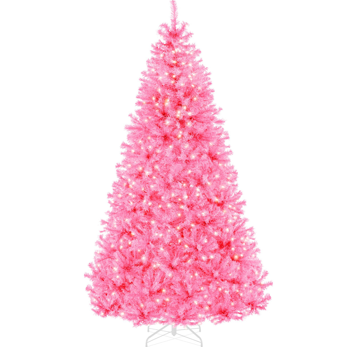 Pre Lit Pink Christmas Tree with Incandescent Lights & Metal Stand