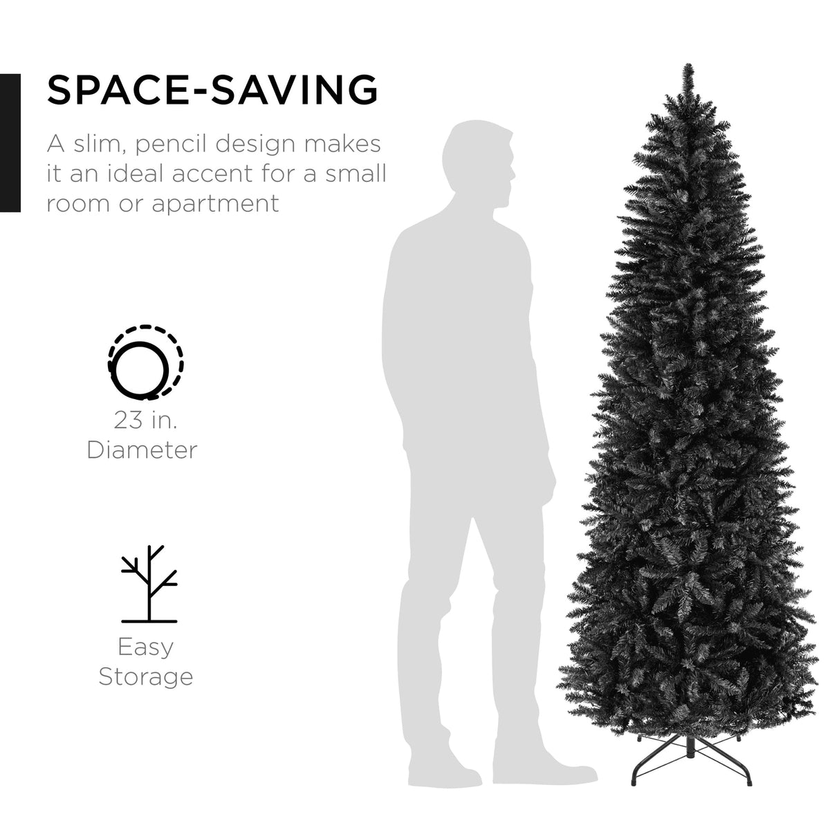 Artificial Pencil Christmas Tree for Small Space Holiday Decor product image showing its overall design and key.