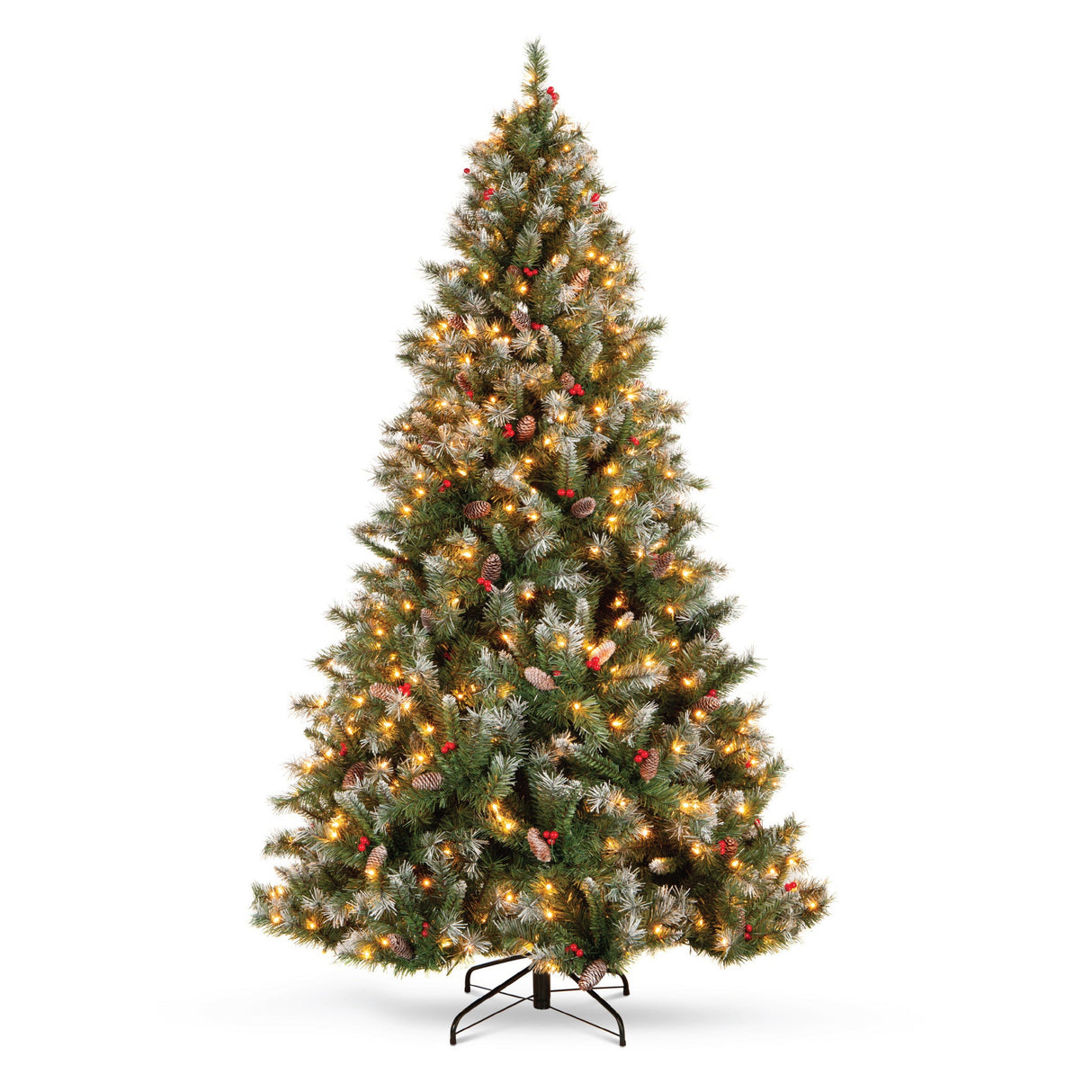 Pre Lit Pine Christmas Tree with Pine Cones & Berries