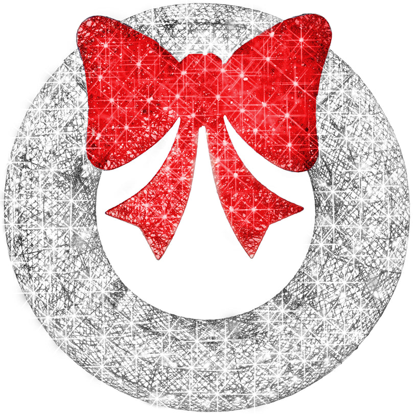 48-Inch Pre-Lit Outdoor Christmas Wreath with LED Lights & Decorative Bow
