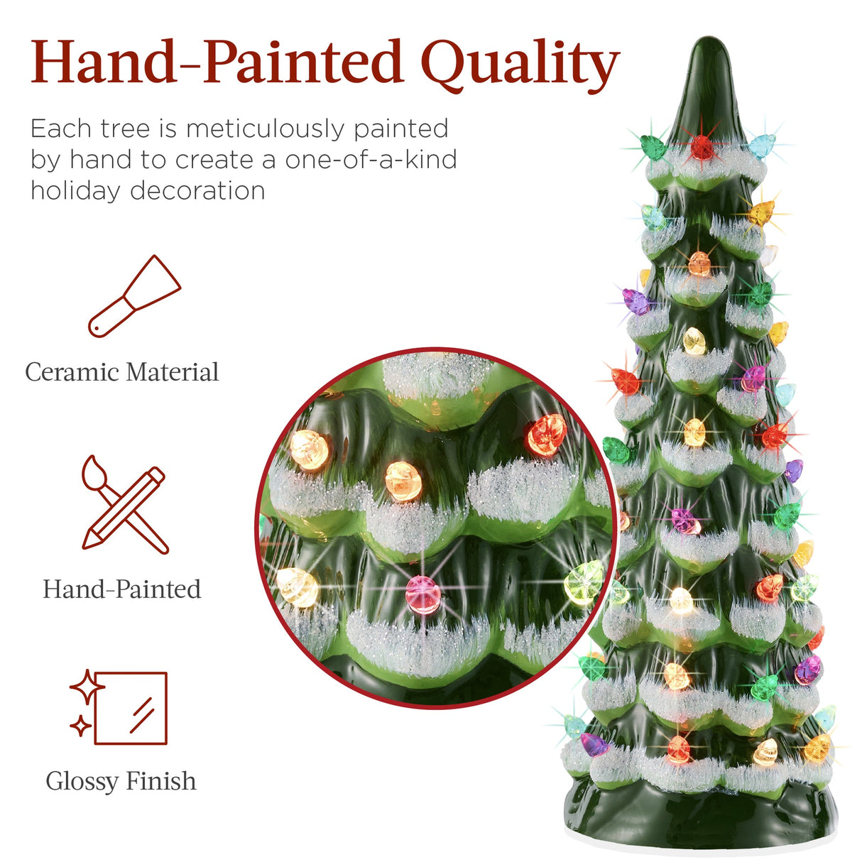 Set of 3 Pre-Lit Ceramic Christmas Trees with LED Lights