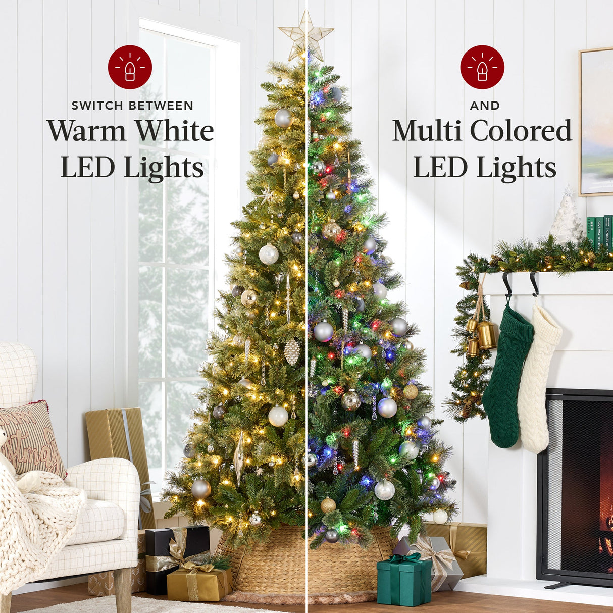 Pre Lit Cashmere Christmas Tree with LED Lights & Cordless System
