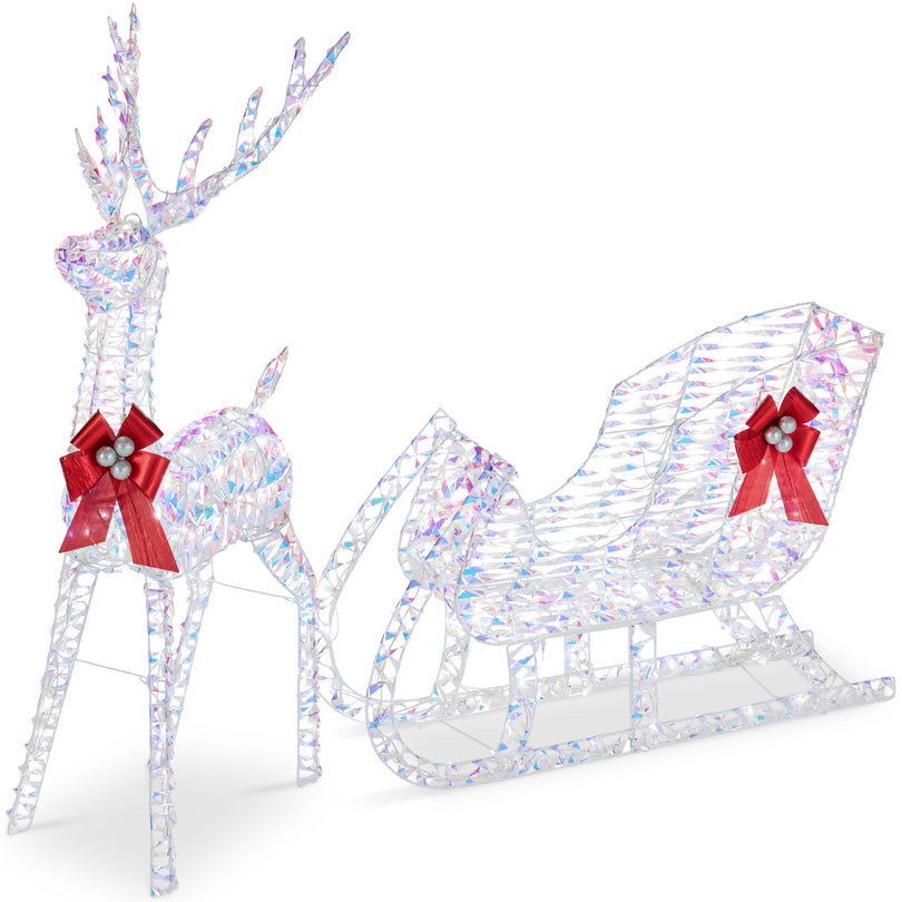 Lighted Christmas Reindeer & Sleigh Outdoor LED Holiday Yard Decor Set