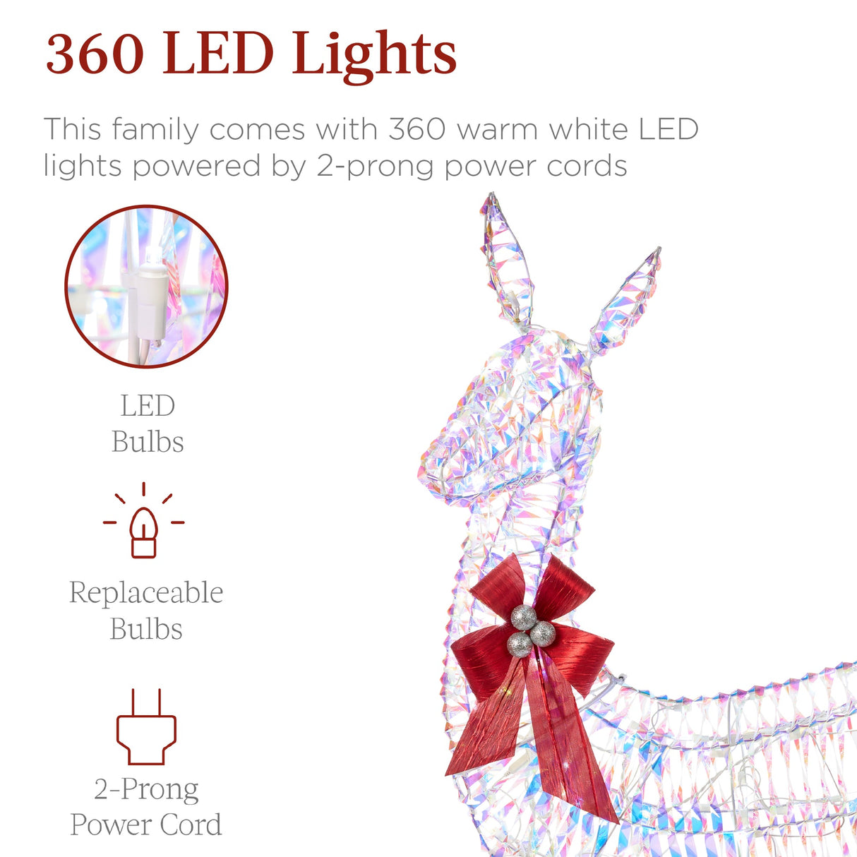 Lighted Christmas Deer Family Set of 3 with LED Lights