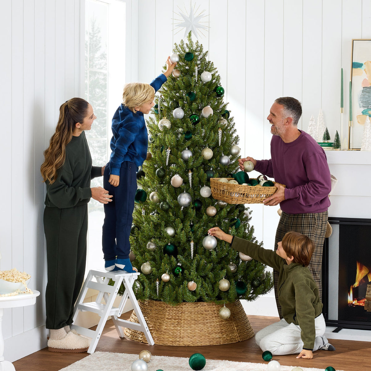 Artificial Hinged Nordic Fir Christmas Tree with Foldable Stand product image showing its overall design and key.
