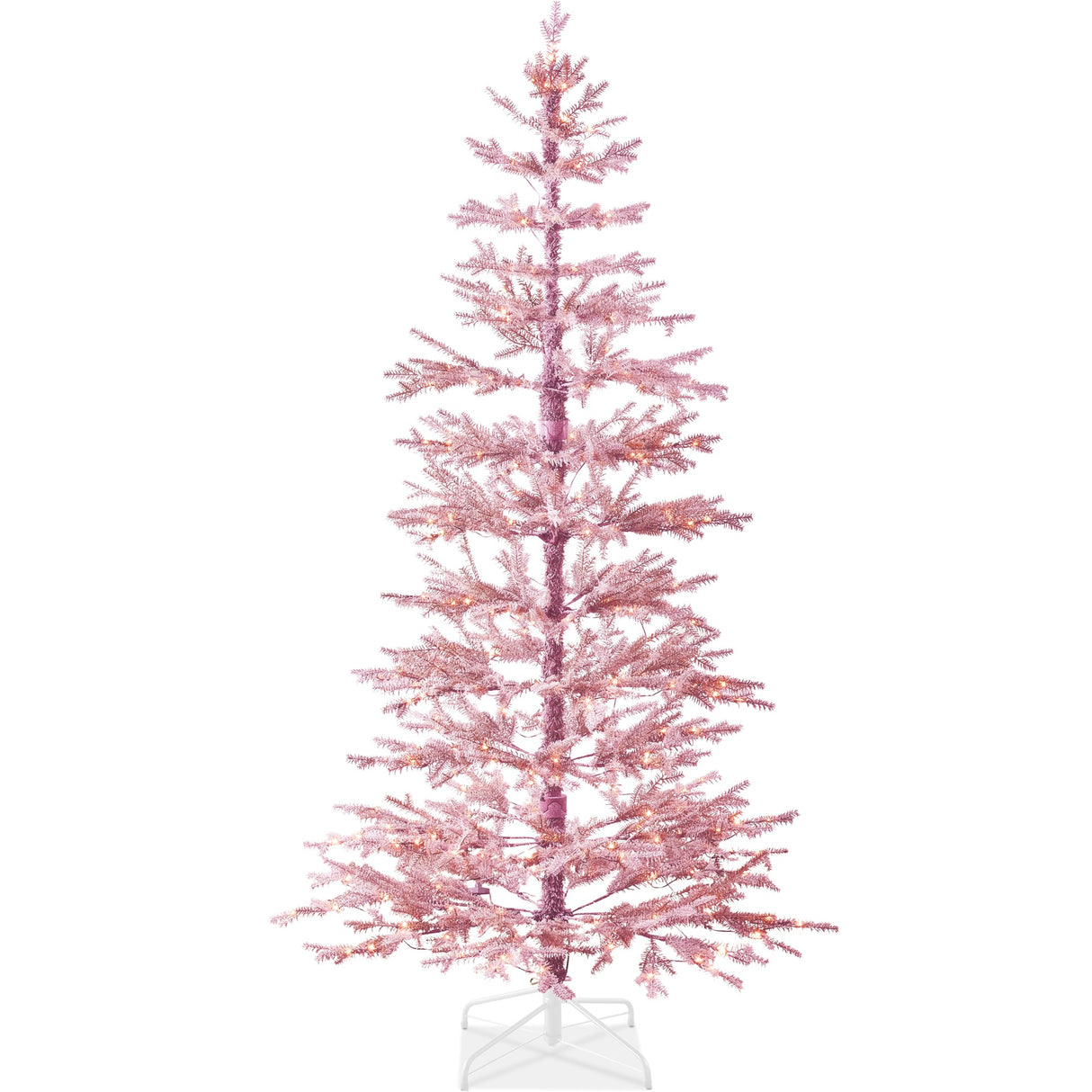 Pink Pre Lit Flocked Christmas Tree with 2 in 1 LEDs