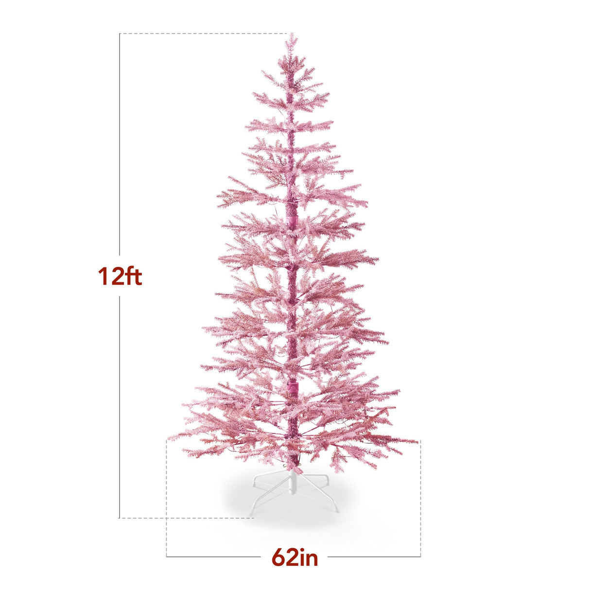 Pink Pre Lit Flocked Christmas Tree with 2 in 1 LEDs
