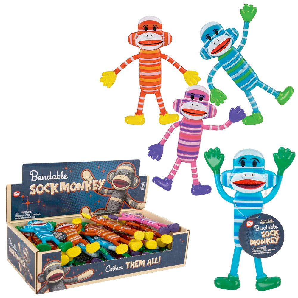 Bendable Sock Monkey Toy (24 Pc Display)