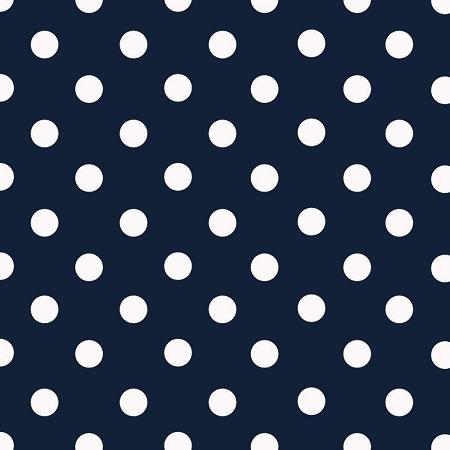 1/2″ Half Inch White Polka Dot on Navy Poly Cotton Fabric,