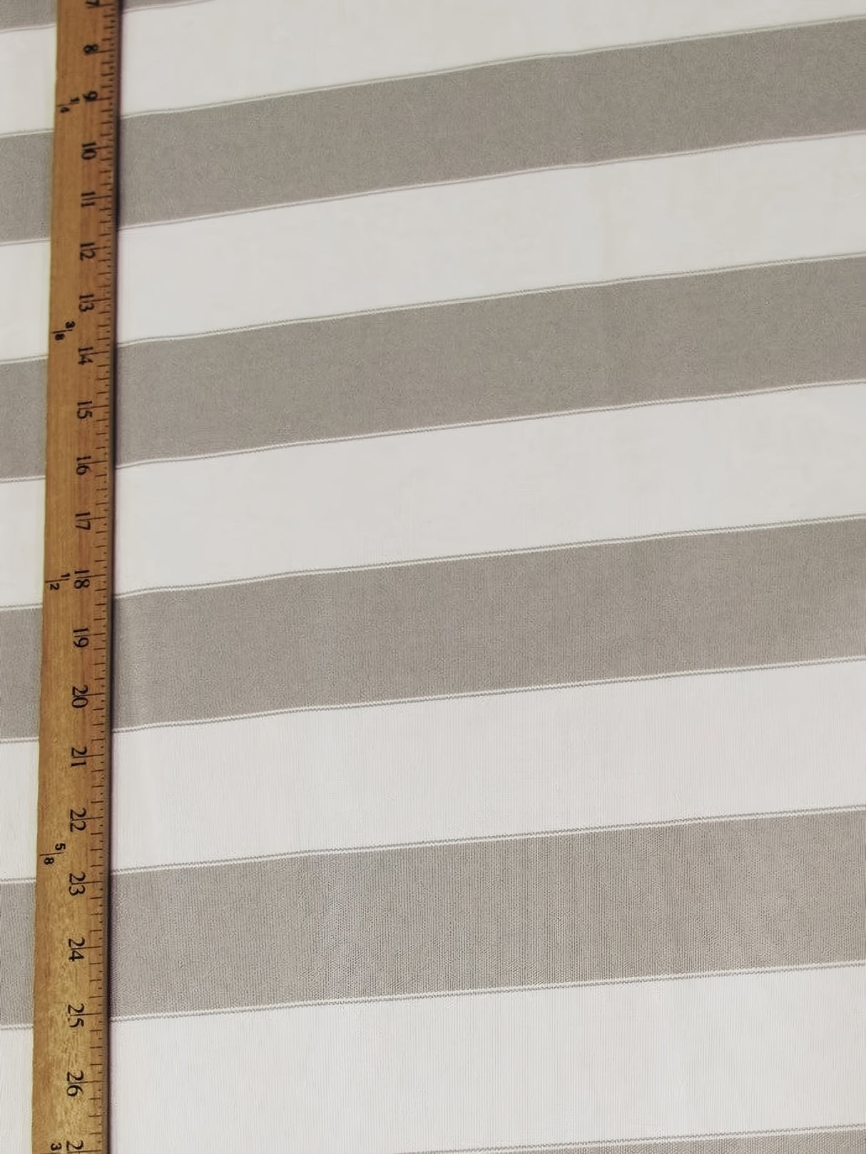 2 Tone Stripe Deck Canvas Outdoor Waterproof Fabric Light Gray/Ivory