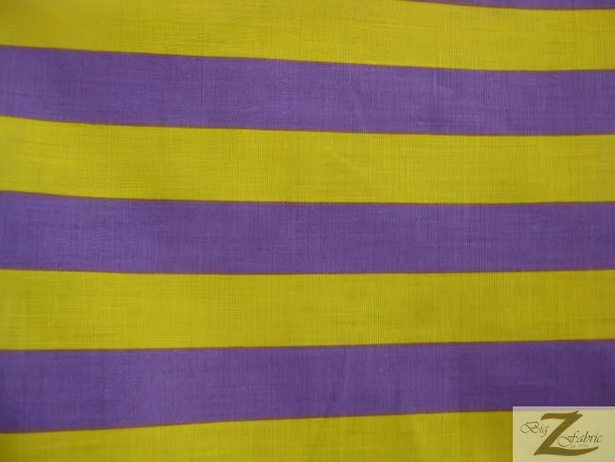 Poly Cotton Stripe Fabric Purple Yellow Sold by the Yard