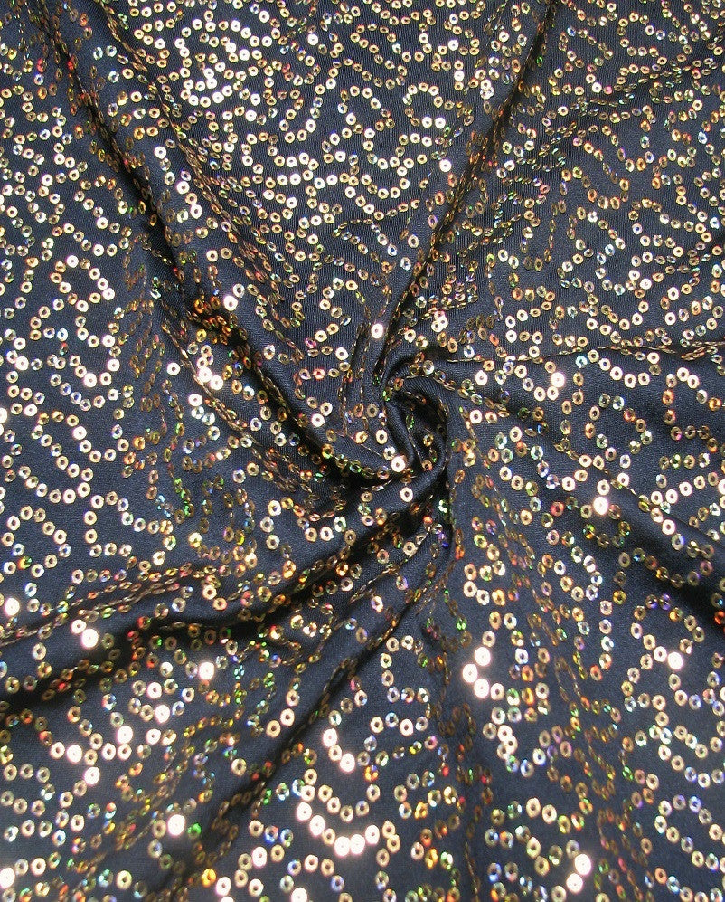 Polyester Spandex Sequins Fabric - Shiny Hologram Swirl, 54" Width