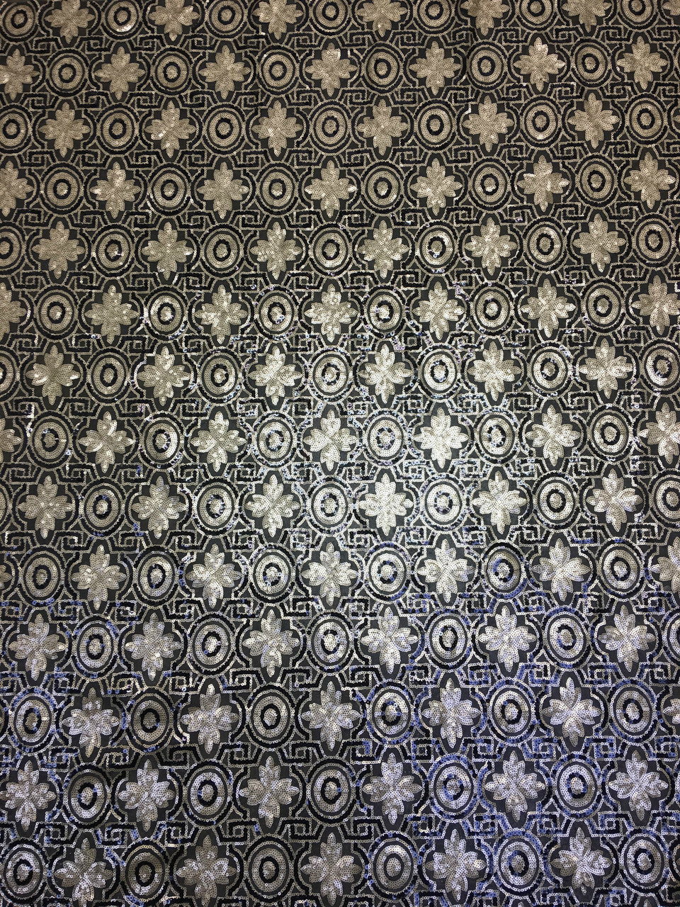 Polyester Non-Stretch Mesh Fabric - 3MM Geometric Design, Black/Gold, Black/Taupe