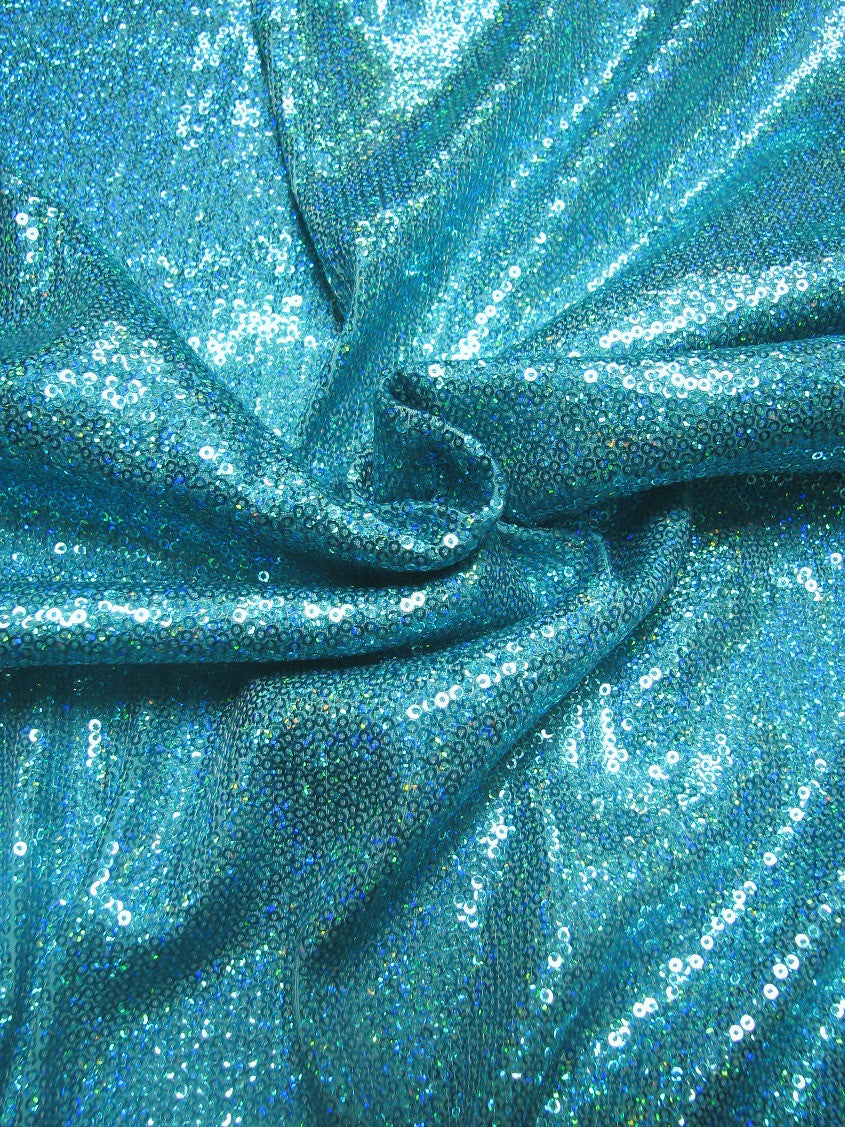 3Mm Mini Micro Holographic Shiny Sequins Stretch Polyester Spandex Fabric - Royal, 58" Width