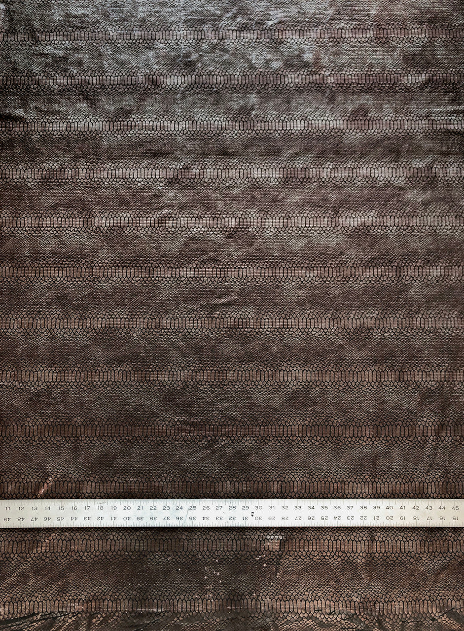 Shiny Snake Print Foil Polyester Spandex Fabric - Gray/Black, Brown/Black, 57" Width