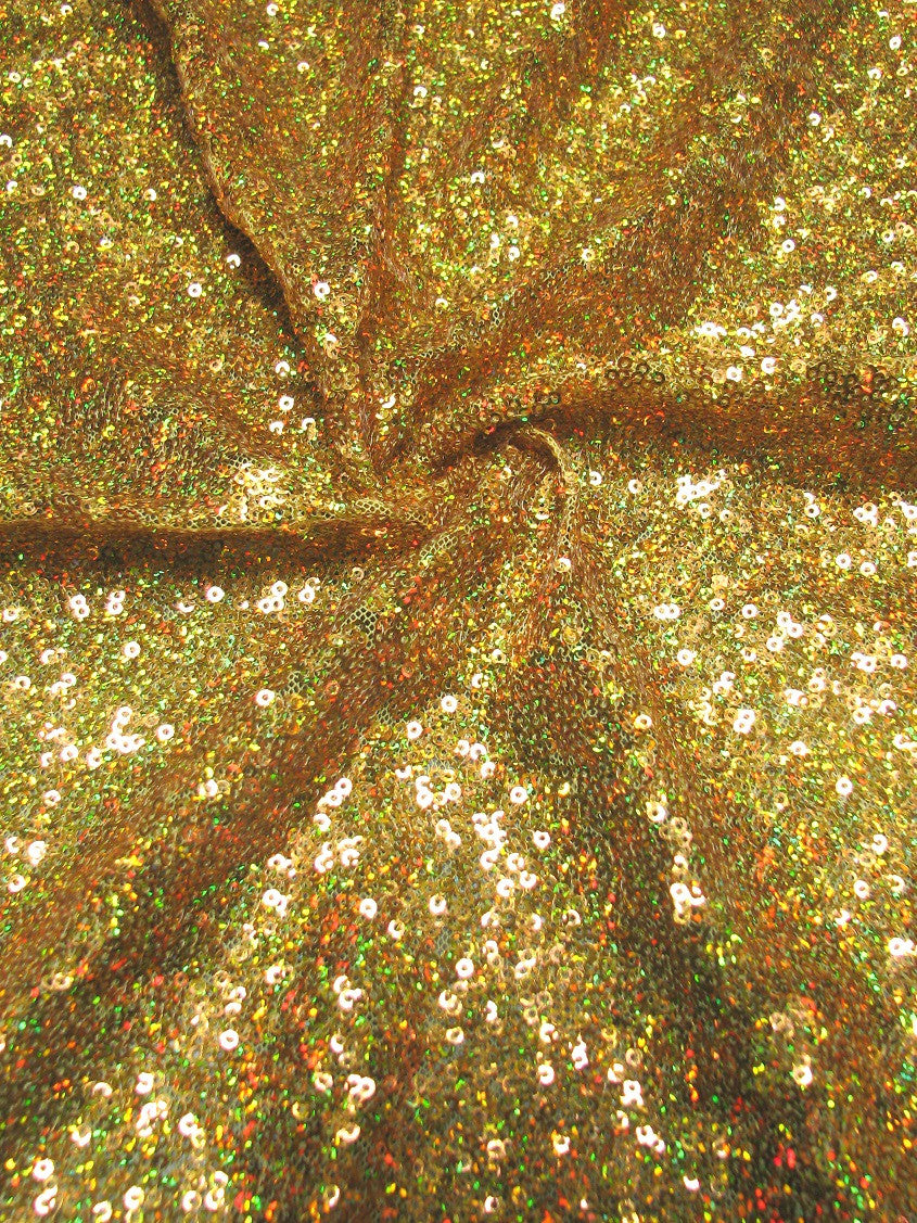 3Mm Micro Mini Hologram Overlapping Sequins On Nylon Mesh Nylon Fabric - Black, Royal, Gold, Red, Peach, Mauve, Black/Multi Color, Pale Green, Silver, 50" Width