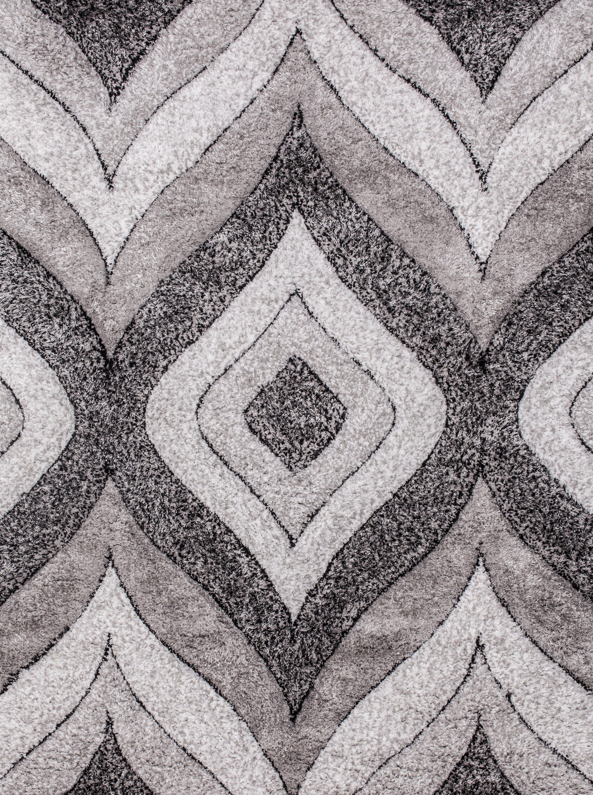 SR-721 Polyester Fabric - Plush Fluffy Shine 3D Geometric Design, Red/Silver/Yellow, 2' X 3", 5' 3" X 7' 5", 7' 6" X 10' 3" (1 Rug)