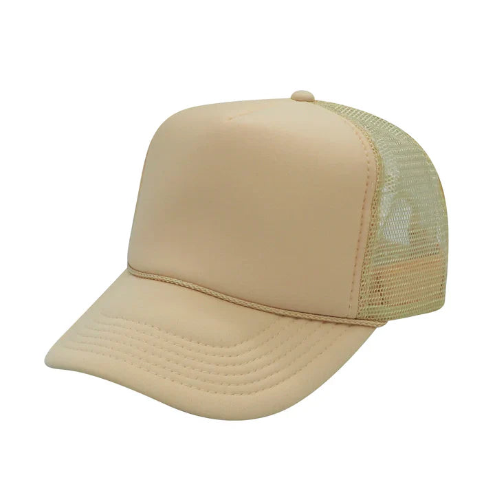 Trucker Hats - Beige Caps Fabric - Beige, Adjustable (1 Unit)