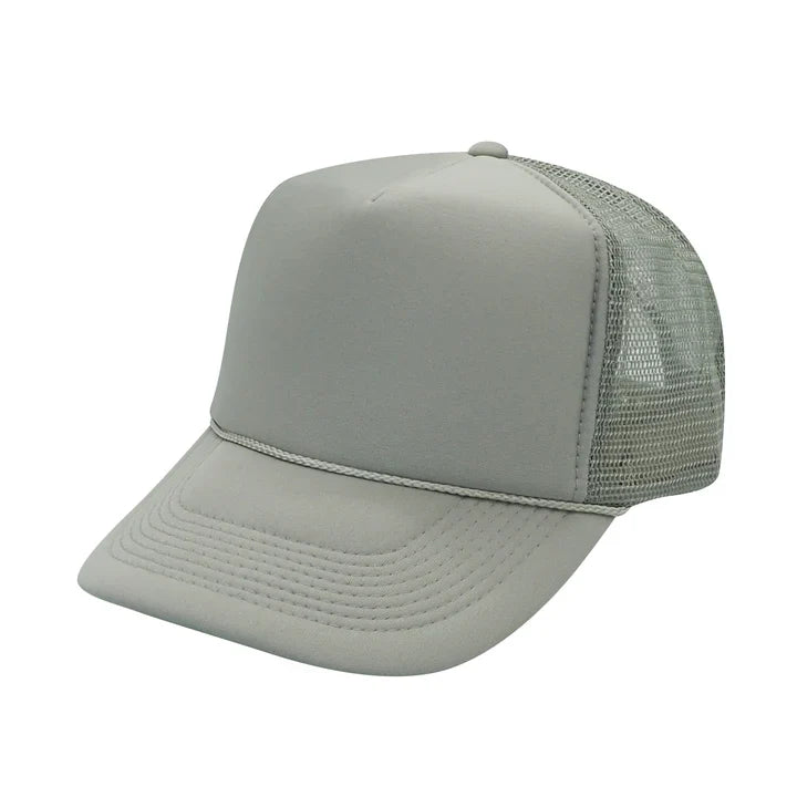 Trucker Hats Caps Fabric - Grey, Adjustable (1 Unit)