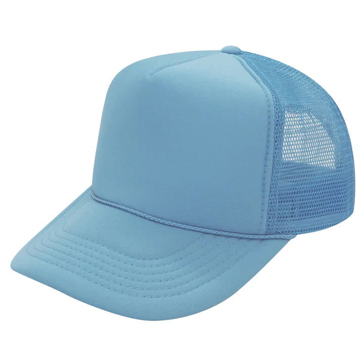 Trucker Hats - Caps, Columbia Blue, Adjustable (1 Unit)