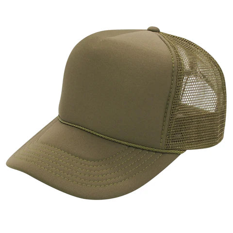 Trucker Hats Caps Fabric - Olive, Adjustable Size (1 Unit)