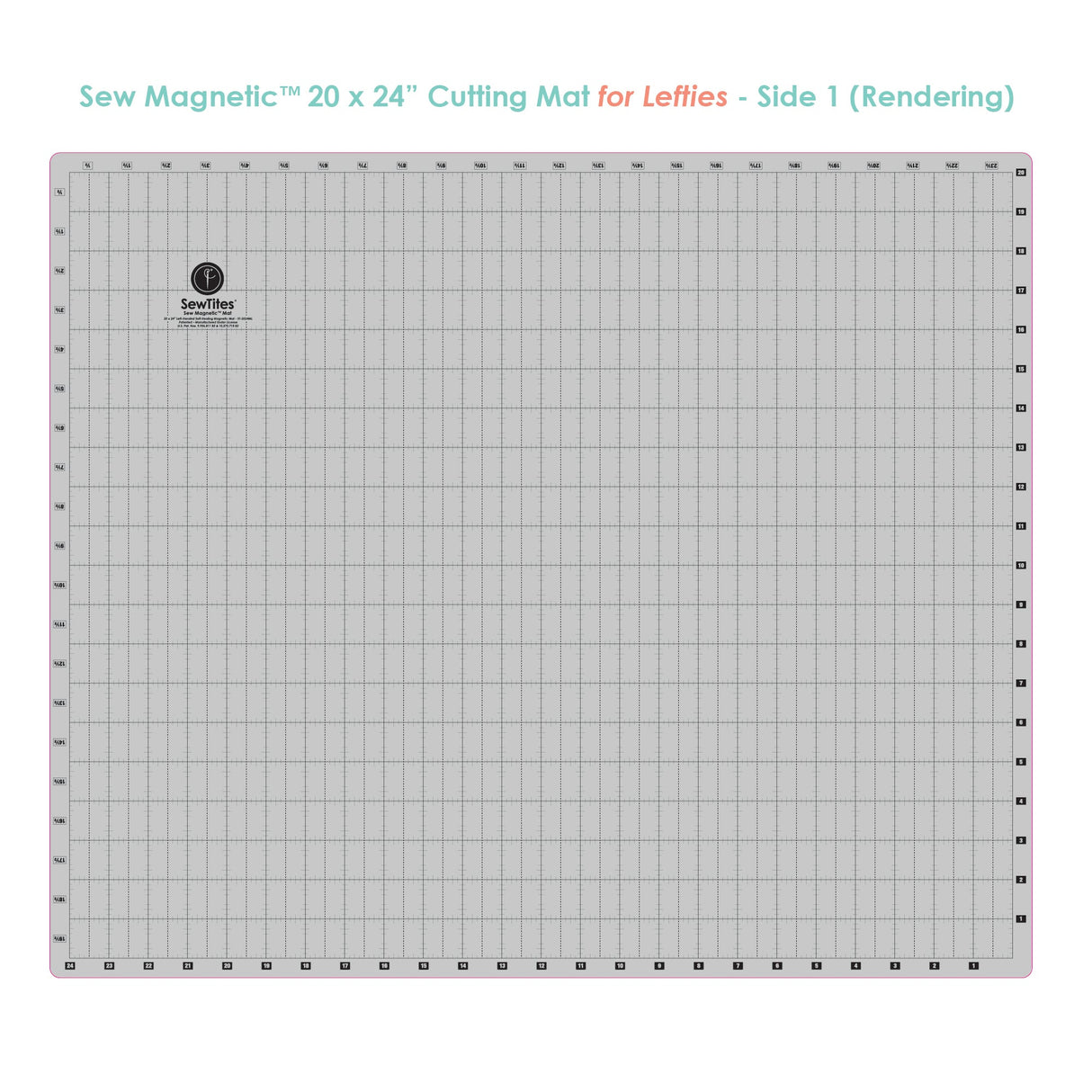 Sew Magnetic Cutting System Magnetic Cutting System - Self-Healing Magnetic Cutting Mat, Acrylic Magnetic Ruler, 20" X 24" Mat, 6.5" X 24" Ruler, Right-Handed System, 12 Magnets (1 Kit)