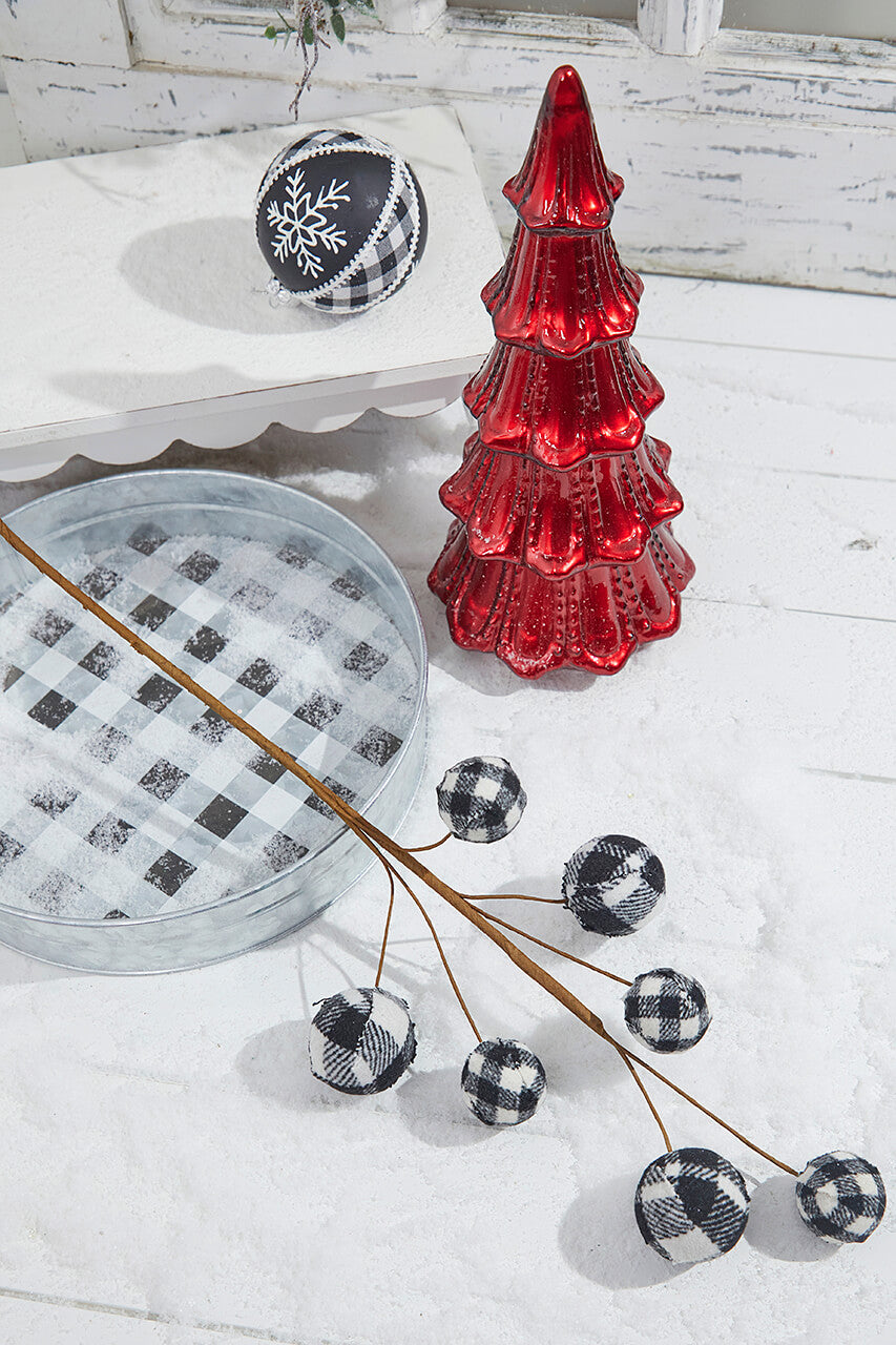 25” Black & White Buffalo Check Plaid Ball Spray