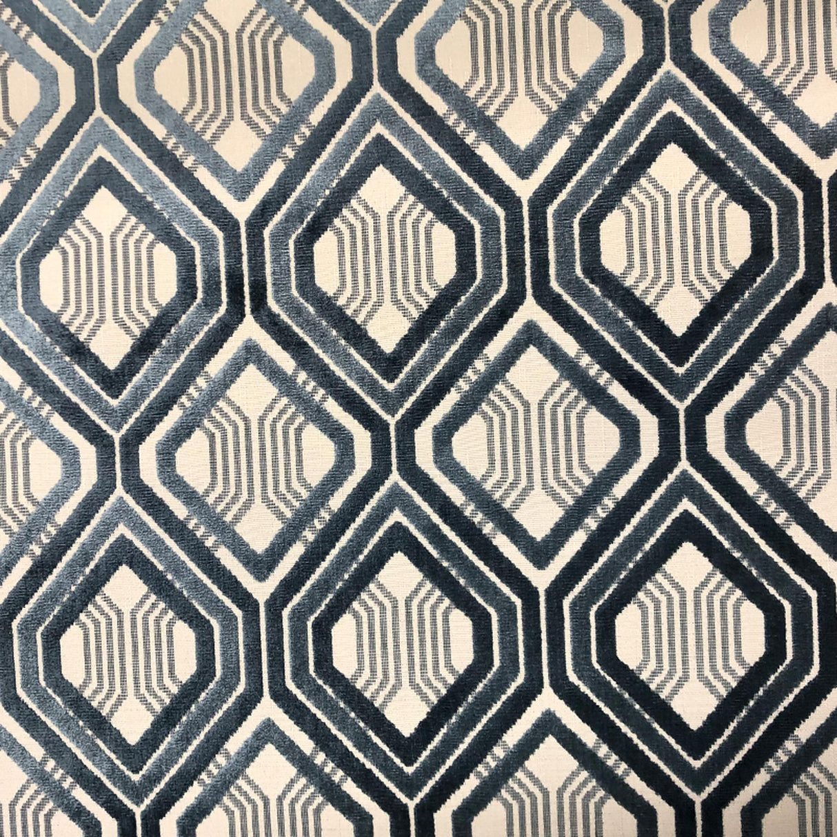 Stefano Cut Velvet Fabric - Geometric Diamond Pattern, 55" Width (1 Yard)