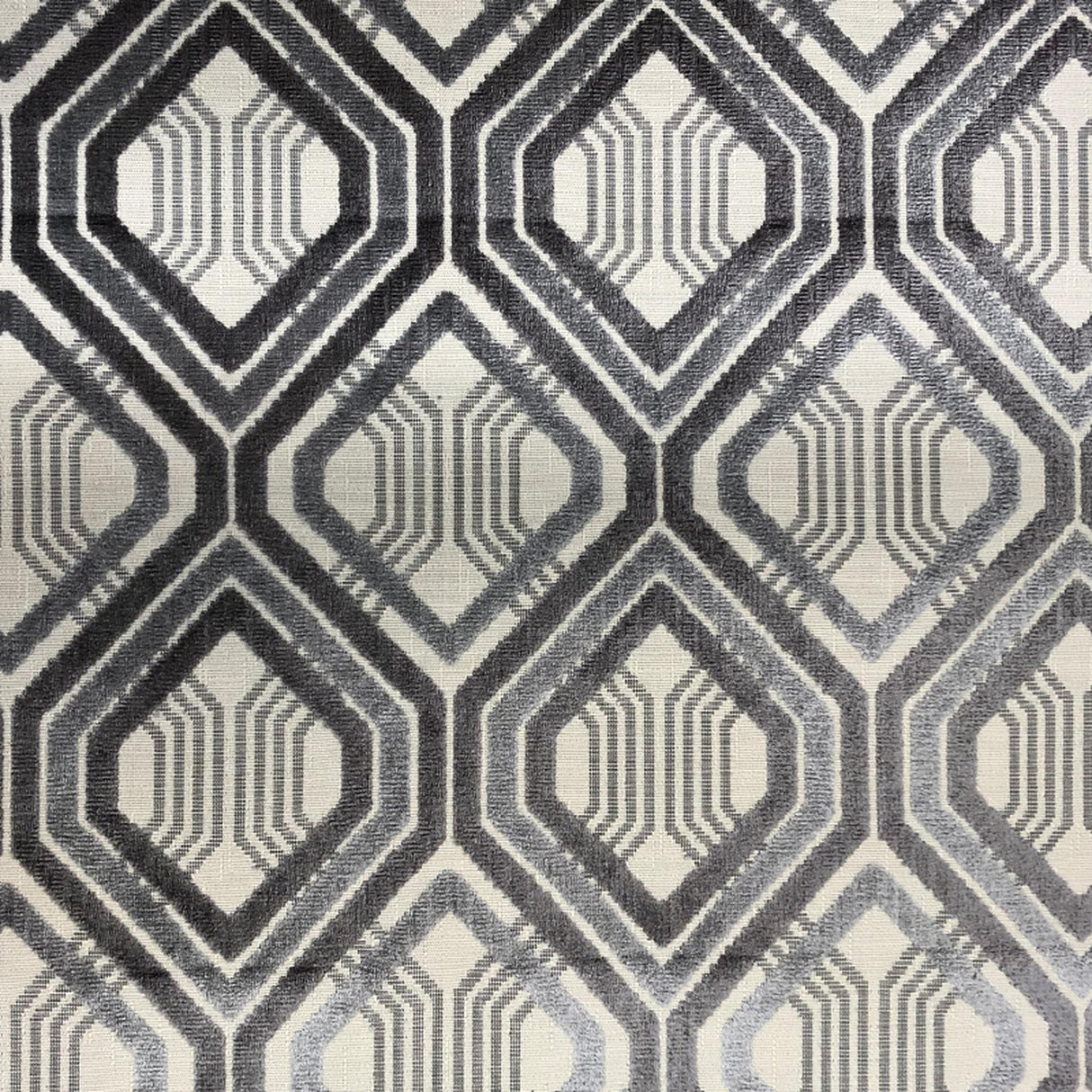 Stefano Cut Velvet Fabric - Geometric Diamond Pattern, 55" Width (1 Yard)
