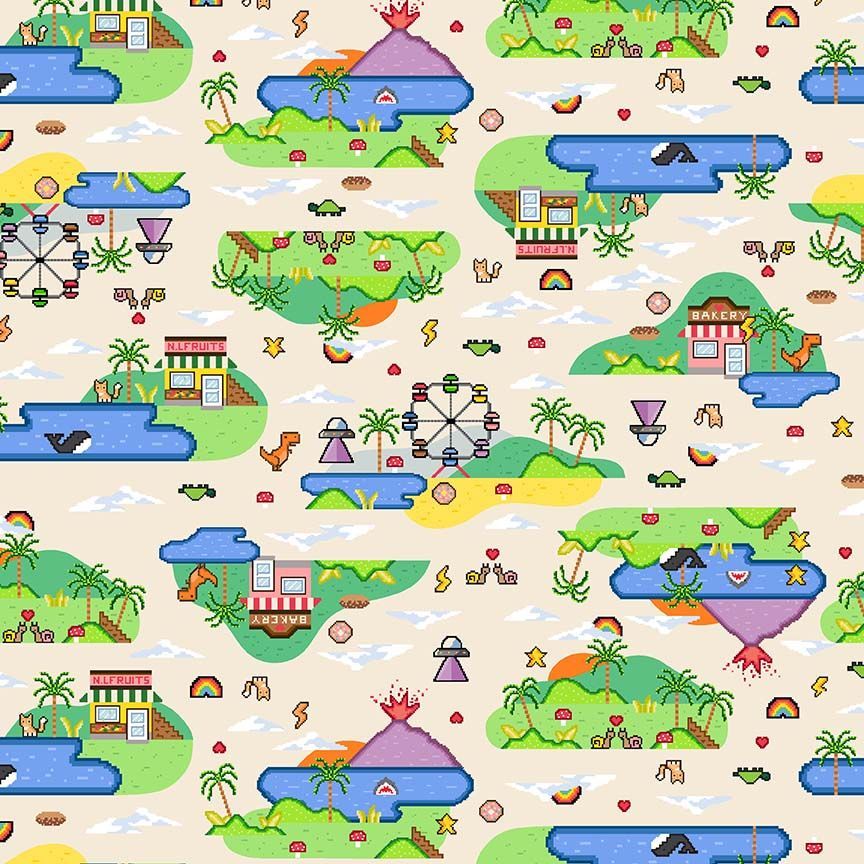 Cotton Game Over Fabric 44/45" Sand