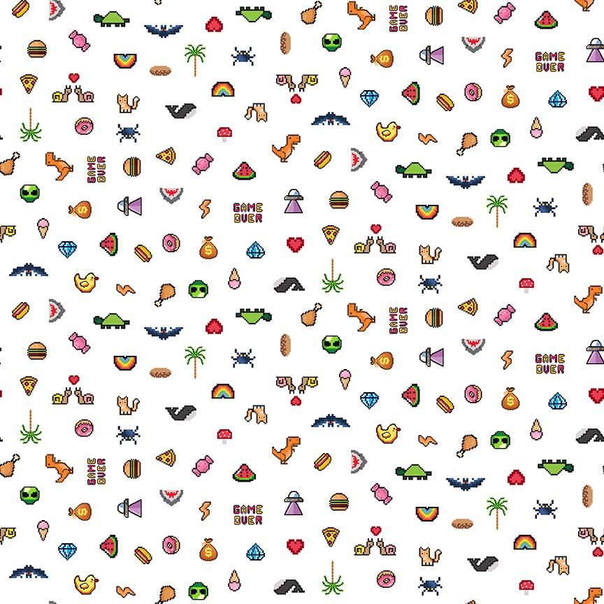 Cotton Fabric Level Up 44/45" White