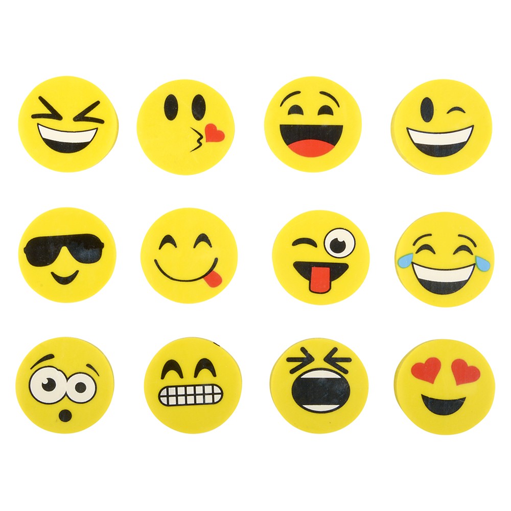 Emoticon Erasers (72 Pc Poly Bag)